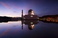 Beautiful Kota Kinabalu city mosque at dawn in Sabah, Malaysia
