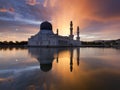 Beautiful Kota Kinabalu city mosque at sunrise