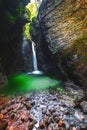 Beautiful Kozjak waterfall along the river Soca near the town of Kobarid in the Julian Alps, close to the famous Napoleon bridge Royalty Free Stock Photo