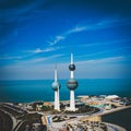 Kuwait Towers with blue sky and clouds, Kuwait City Royalty Free Stock Photo