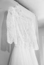 Beautiful lace bridal dress awaiting the bride Royalty Free Stock Photo