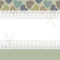 Beautiful lace frame with colorful hearts, bows and polka dots Royalty Free Stock Photo