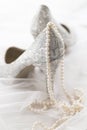 Beautiful lace shoes for bride Royalty Free Stock Photo