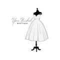 Beautiful Laces Short Gown, Bridal Boutique Logo, Bridesmaid Gown Logo Vector Design