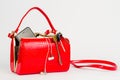 Beautiful lacquered red bag.