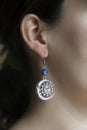 Beautiful female earrings hanging