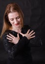 Beautiful lady with ginger hair studio portrait