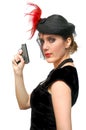 Beautiful lady with gun Royalty Free Stock Photo