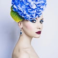 Beautiful lady with hydrangea Royalty Free Stock Photo