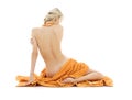 Beautiful lady with orange towels Royalty Free Stock Photo