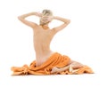 Beautiful lady with orange towels Royalty Free Stock Photo