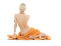 Beautiful lady with orange towels Royalty Free Stock Photo