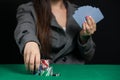 Beautiful lady playing Blackjack in casino Royalty Free Stock Photo