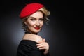 Beautiful lady in red beret Royalty Free Stock Photo