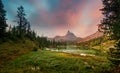 The beautiful Lago Di federa See early in the morning Royalty Free Stock Photo