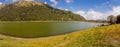 Beautiful lagoon located in Papallacta, the Andean highlands in a sunny day, with the mountains behinds in Quito Ecuador Royalty Free Stock Photo