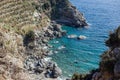 Beautiful lagoon with turqoise sea and rock ribbed shore