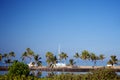 Beautiful laguna with palm trees, blue sky Royalty Free Stock Photo