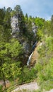 Beautiful Lainbach waterfall near Mittenwald, spring landscape bavaria