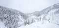 Beautiful lake Amut in taiga hills on Far East of Russia in early october. Mountain lake in winter. Beautiful nature Royalty Free Stock Photo