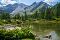 Beautiful lake of Arpy in Val Aoste in Italy