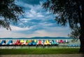 Beautiful Lake Balaton at cloudy sky in Hungary Royalty Free Stock Photo