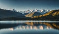 Beautiful lake with blue sky view and moutain