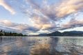 Beautiful lake in British Columbia mountains cloudy morning Royalty Free Stock Photo