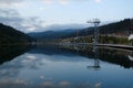 Beautiful lake in Bukovel - largest ski resort in Carpathians, Ukraine Royalty Free Stock Photo