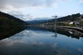 Beautiful lake in Bukovel - largest ski resort in Carpathians, Ukraine Royalty Free Stock Photo