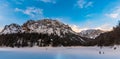 A beautiful lake called Green Lake in Austria. Tourist destination Panorama winter