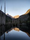 A beautiful Lake with a dead forest inside, surrounded by mountains Royalty Free Stock Photo