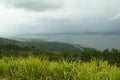 Beautiful lake and forest and rainy sky from highland view point Royalty Free Stock Photo