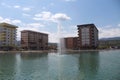 Beautiful lake, fountain, building, sky, East Sarajevo, Republika Srpska, Bosnia and Hercegovina