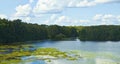 Beautiful lake framed by green vegetation, nature of Russia. Royalty Free Stock Photo