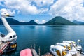 The duck boats of Lake Haruna. Gunma Prefecture, Japan.