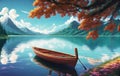 Beautiful Lake landscape design illustration. ai generated