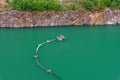 Beautiful Lake Ledinci serbian: Ledinacko jezero near Fruska Gora in Serbia, once there was a stone pit. Beautiful vibrant green