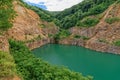 Beautiful Lake Ledinci serbian: Ledinacko jezero near Fruska Gora in Serbia, once there was a stone pit. Beautiful vibrant green