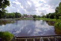 Beautiful lake with a little waterfall