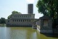 The beautiful lake is located near the Protestant Church of Peace in the palace grounds of Sanssouci Park in Potsdam, Germany. Royalty Free Stock Photo