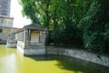 The beautiful lake is located near the Protestant Church of Peace in the palace grounds of Sanssouci Park in Potsdam, Germany. Royalty Free Stock Photo