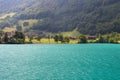 Beautiful lake Lungern, this lake is popular for its turqouise water Royalty Free Stock Photo