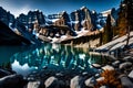 Beautiful Lake Moraine in Banff National Park, Alberta, Canada