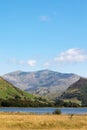 Portrait view of Snowdon mountain, from lake Nantlle, Wales