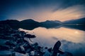 Beautiful Lake over the Mountains background Long Exposure. Travel place on good vacation time