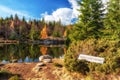 Beautiful lake Rakytovske pliesko in High Tatras mountains in Slovakia in autumn colors Royalty Free Stock Photo