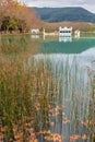 Beautiful lake in a Spanish village Banyoles in Catalonia Royalty Free Stock Photo