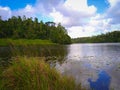 Beautiful lake view with blue and green nature Royalty Free Stock Photo