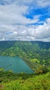 Beautiful lake view from top of mountain at Kates Point in Mahabaleshwar Royalty Free Stock Photo